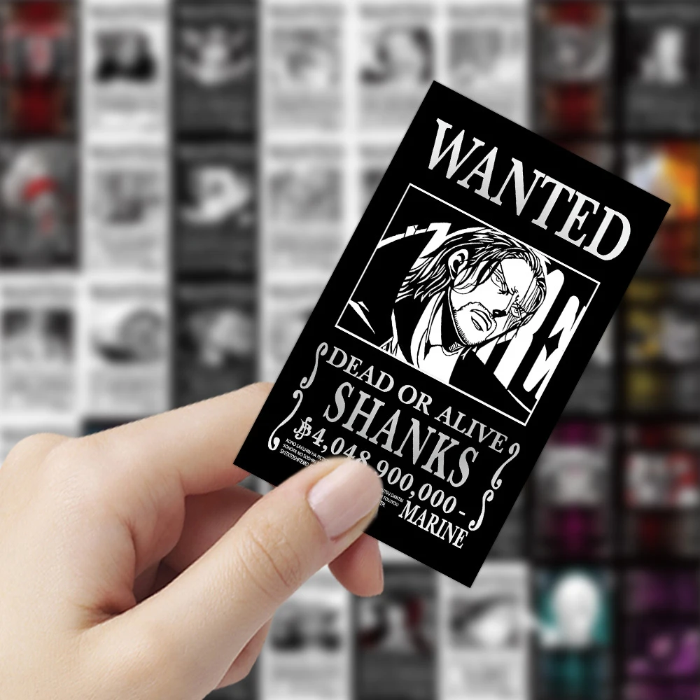 10/30/50/100pcs One Piece Wanted Posters Anime Stickers for Kids Toy Waterproof Graffiti Skateboard Laptop Car Cool Sticker Pack