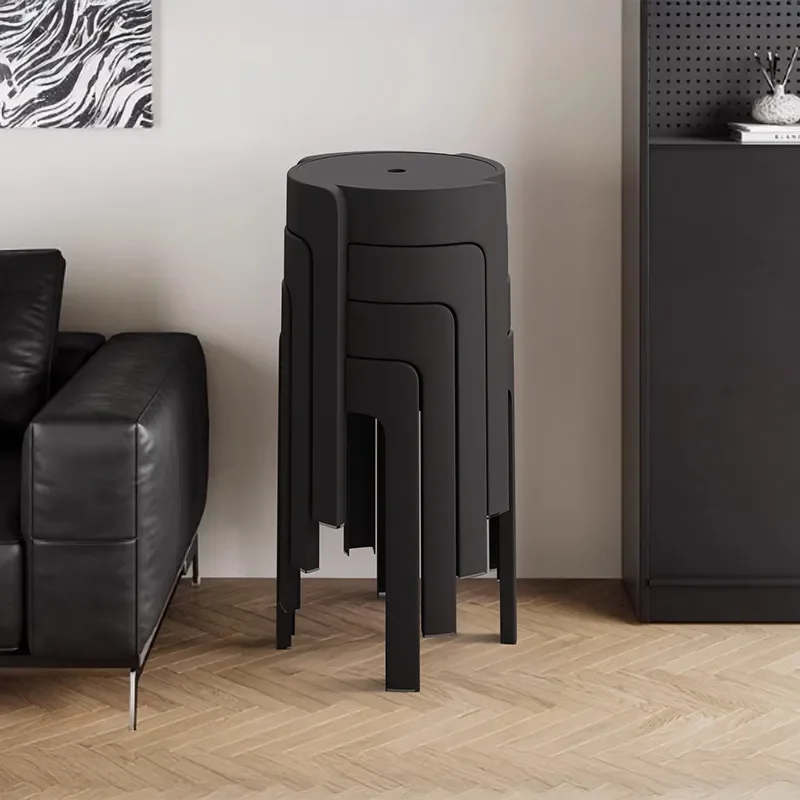 Thickened Plastic Stackable Stool Round Dining Bench Simple High Chair Household Windmill Style Seat Durable Glue Material