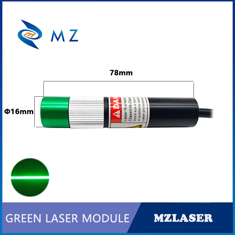 Adjustable Focusing D16mm 520nm 50mW Glass Lens Green Line Laser Module+Bracket+Power Supply