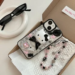 Kawaii Cute 3D Sanrio Y2K Hello Kitty custodia trasparente per telefono per iPhone 16 15 14 13 12 11 Pro Max Cover antiurto con cordino