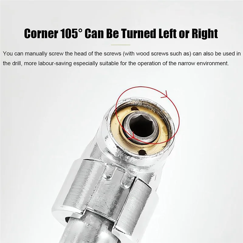 

B62B-105 Degree Right Angle Drill Adapter,Corner Angled Screwdriver, 1/4In Hex Shank Driver Angle Drill Attachment (4PCS Set)