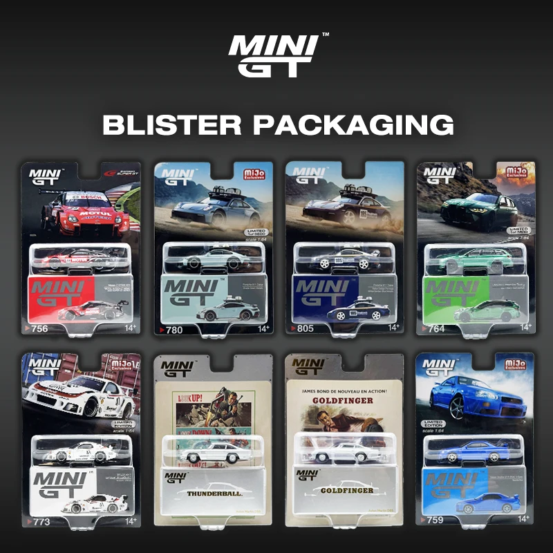 MINIGT In Stock 1:64 Porsche Lamborghini LBWK RX7 Nissan Skyline GTR R35 CIVIC M3 Diecast Car Model Toys Blister Package