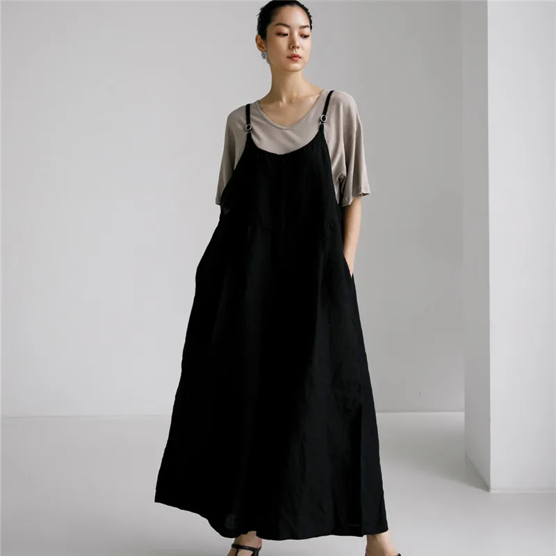 Salopette da donna allentata a vita alta casual nuova estate Tessuto di cotone alla moda plus size Tutina dimagrante comoda e versatile