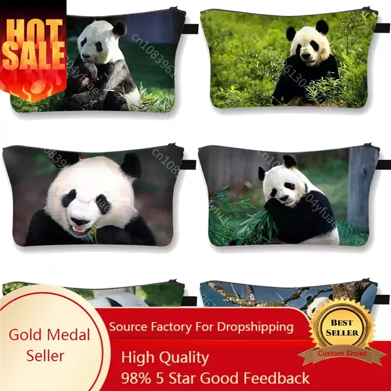 

Panda Print Water Resistant Cosmetic Case Woman Organizer Bag Girls Catoon MakeUp bag Cute Panda Cosmetic ladies Beauty Bag