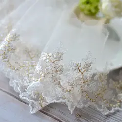 2Yards Gold High Quality Embroidered Fabric Lace Flowers Gold Tulle Lace Trims for Dress Curtain Table Edge Decoration 9cm wide