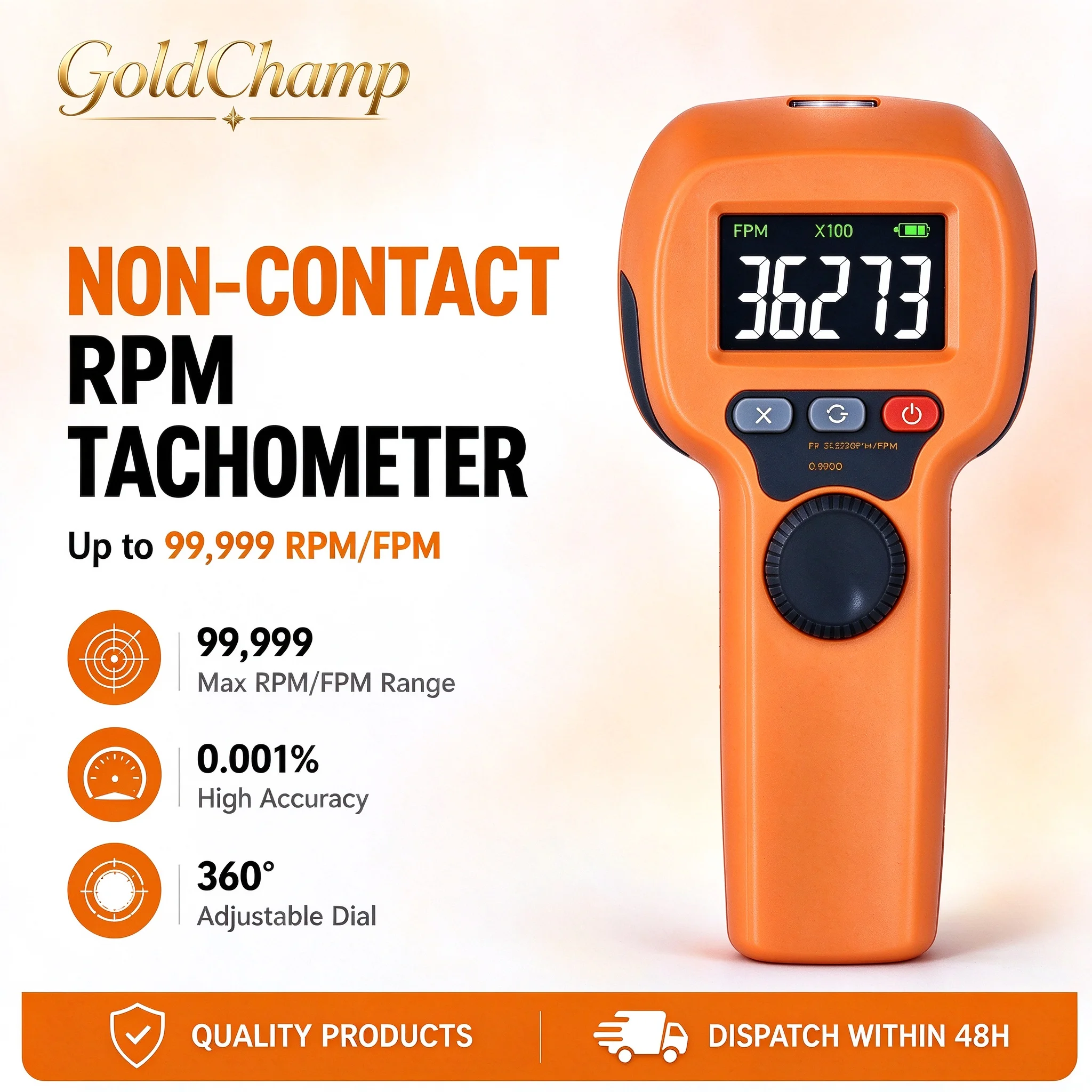 Handheld LED Stroboscope Tachometer High Bright USB Rechargeable Non Contact RPM Tester for Printing Textile Motor