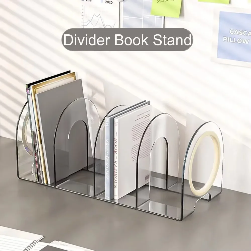 

Minimalism Bookshelf Book Holder Transparent Save Space Handle Bookends Desktop File Organizer Desk Storage Rack