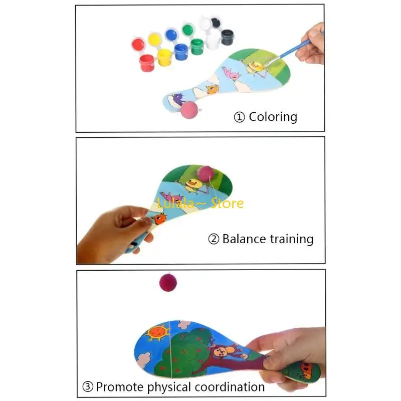 Y4QA 1PC Developmental Mini Painting Hand Racket para bebês para crianças pequenas raquete Pré -escolares Pré