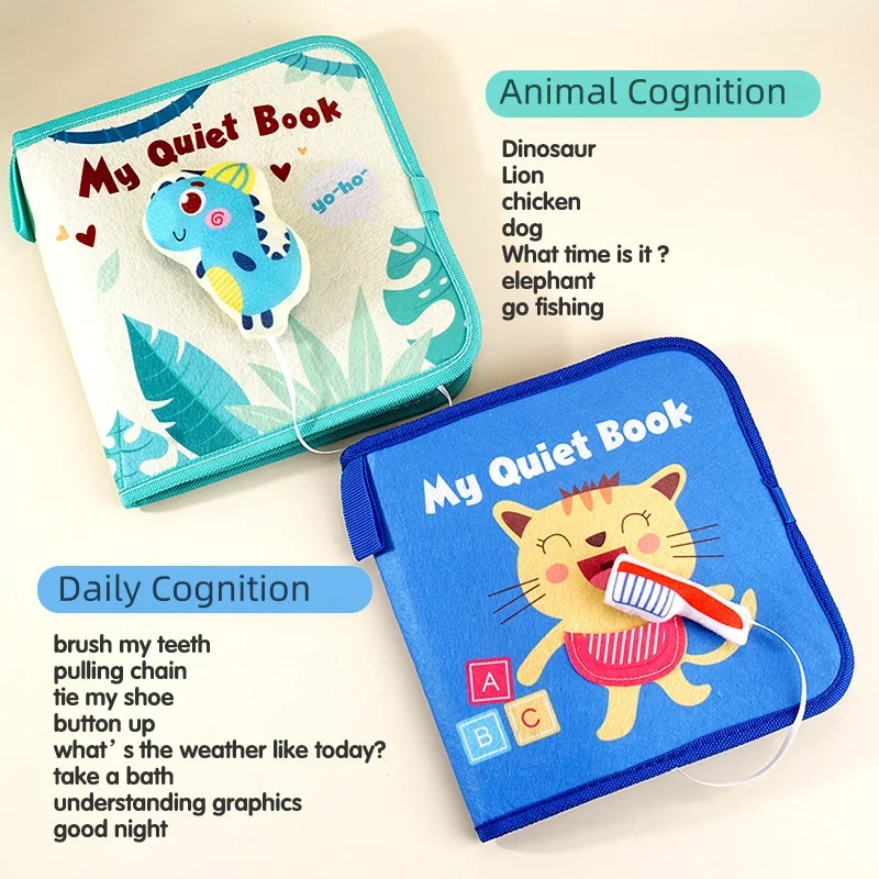 Baby Felt Busy Books libro tranquillo Montessori giocattolo da viaggio educativo sensoriale attività di apprendimento prescolare per 1 2 3 anni