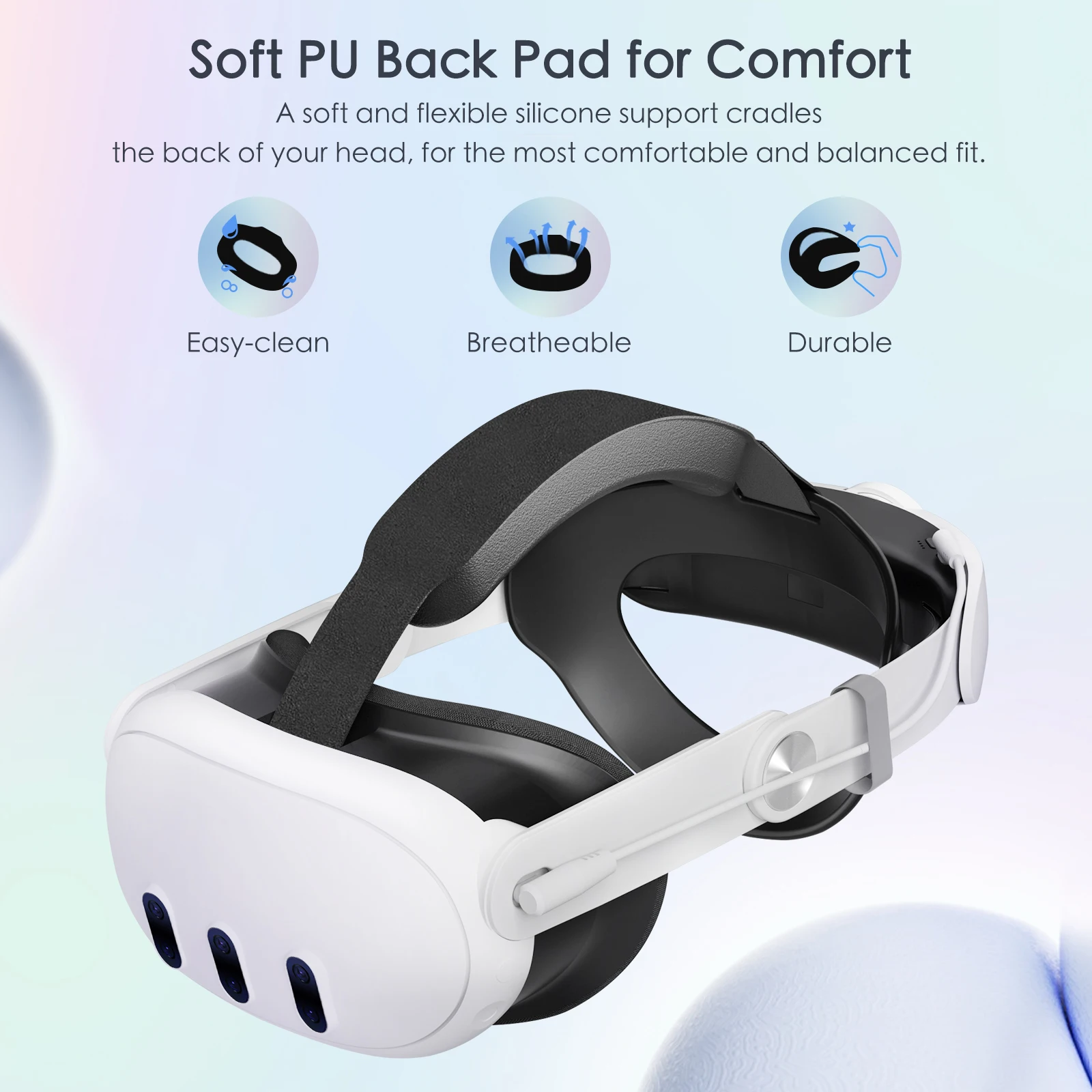Kopfband mit 10000-mAh-Akku für Meta Quest 2/Quest 3/3S VR-Headset, Elite-Ersatzband für verbesserten Tragekomfort, 15/18-W-Schnellladung. – Detail 3