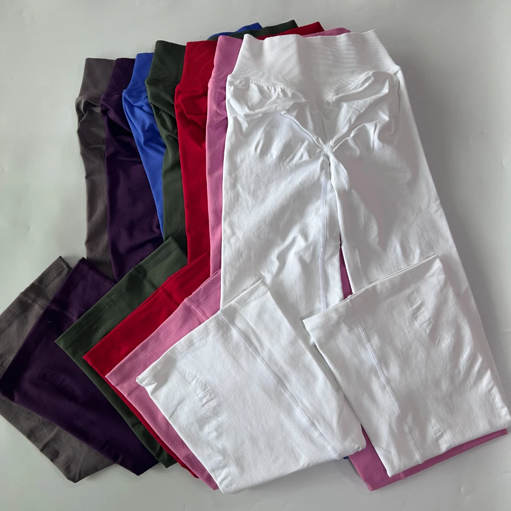 Leggings acampanados para mujer, pantalones de yoga sin costuras con cintura cruzada en V, leggings acampanados para gimnasio, pantalones deportivos para entrenamiento, mallas de gimnasio