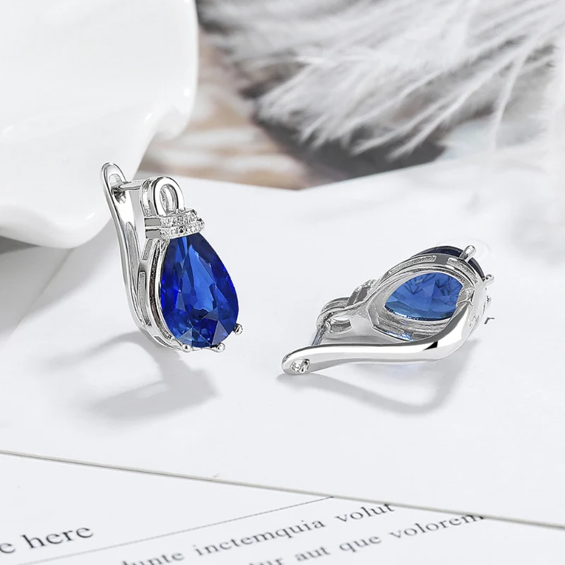 Shiny Multiple Colors Crystal Water Droplet Earrings Light Luxury Temperament 925 Silver Ear Buckle Fashion Jewelry for Women image 4