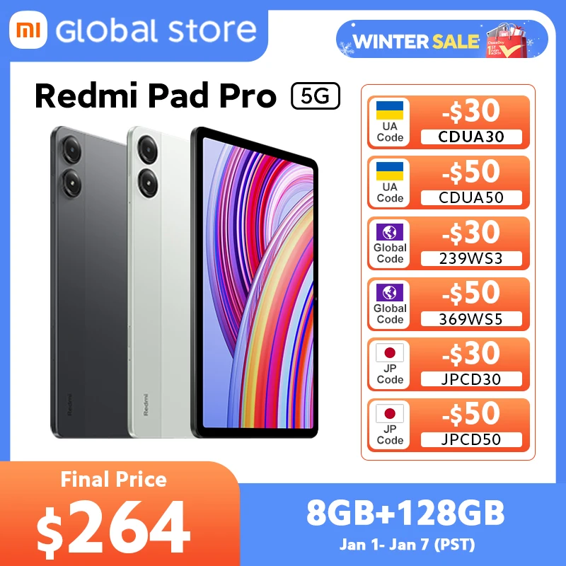 Global Version Xiaomi Redmi Pad Pro 128GB / 256GB ROM Snapdragon® 7s Gen 2 Mobile Platform 12.1\