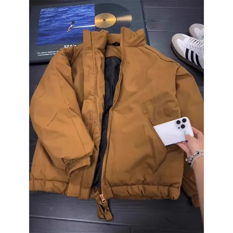 

Warm Stand Collar Men's Jaet Coat American Retro Sle Big Size 300 Pou Cool Haome Long Length Polyester Fiber