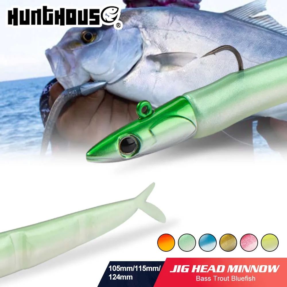 Hunthouse Black Minnow Soft Fishing Lure Metal Jig Head Wobbler Sinking Easy Shiner 105/112/125mm Wobblers For SeaBass pike Fish