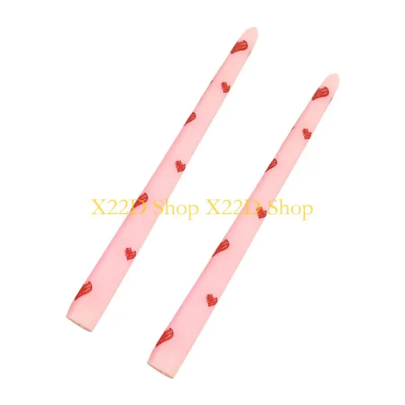 X22D Heart Print Sticks Printed Unscented Candlesticks Heart Tapered Set Decorative Candlesticks Home Decors