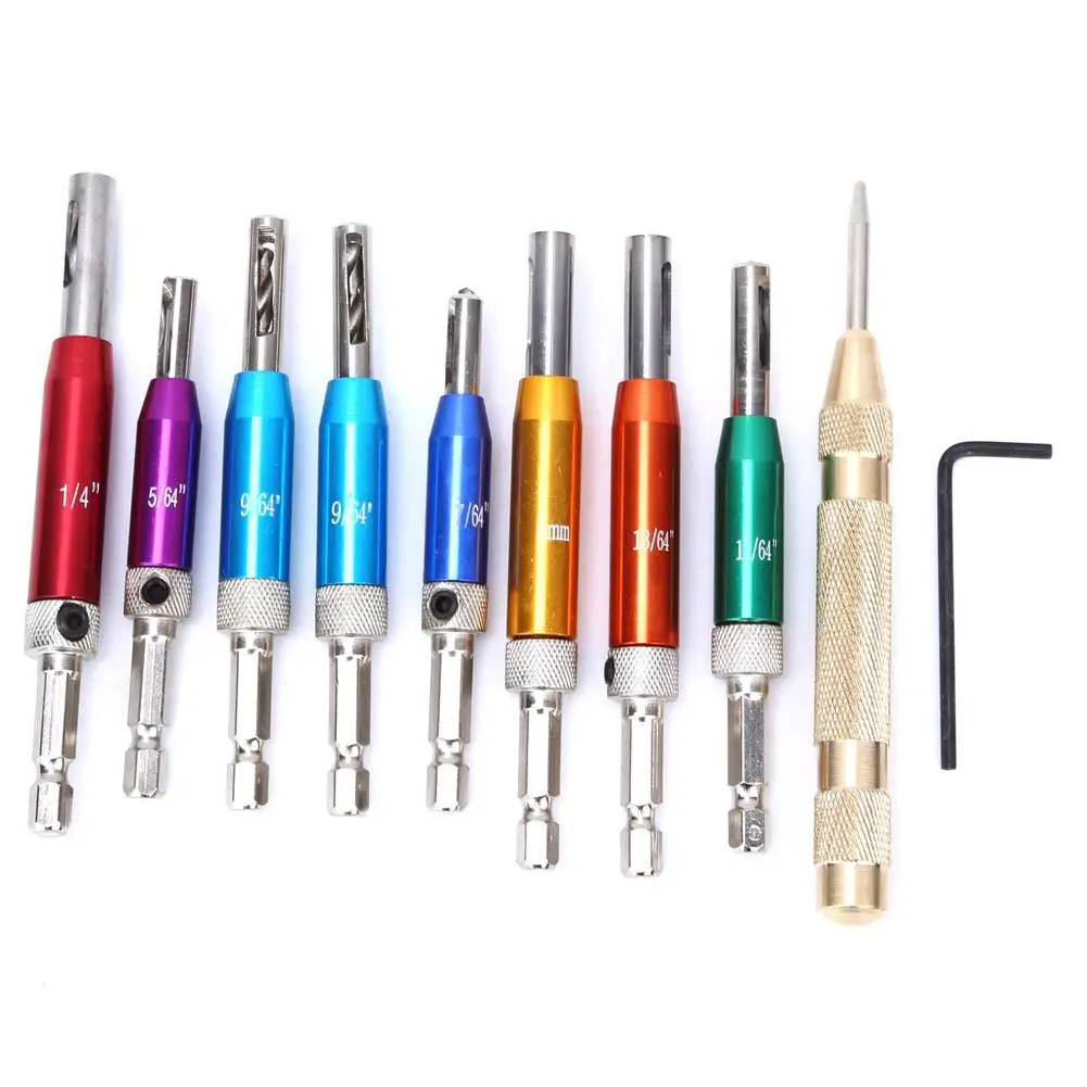 

Hinge Hole Drill Bit Set 8 Pieces Door Window Hinge Punch Tool with Center Punch and Hex Wrench