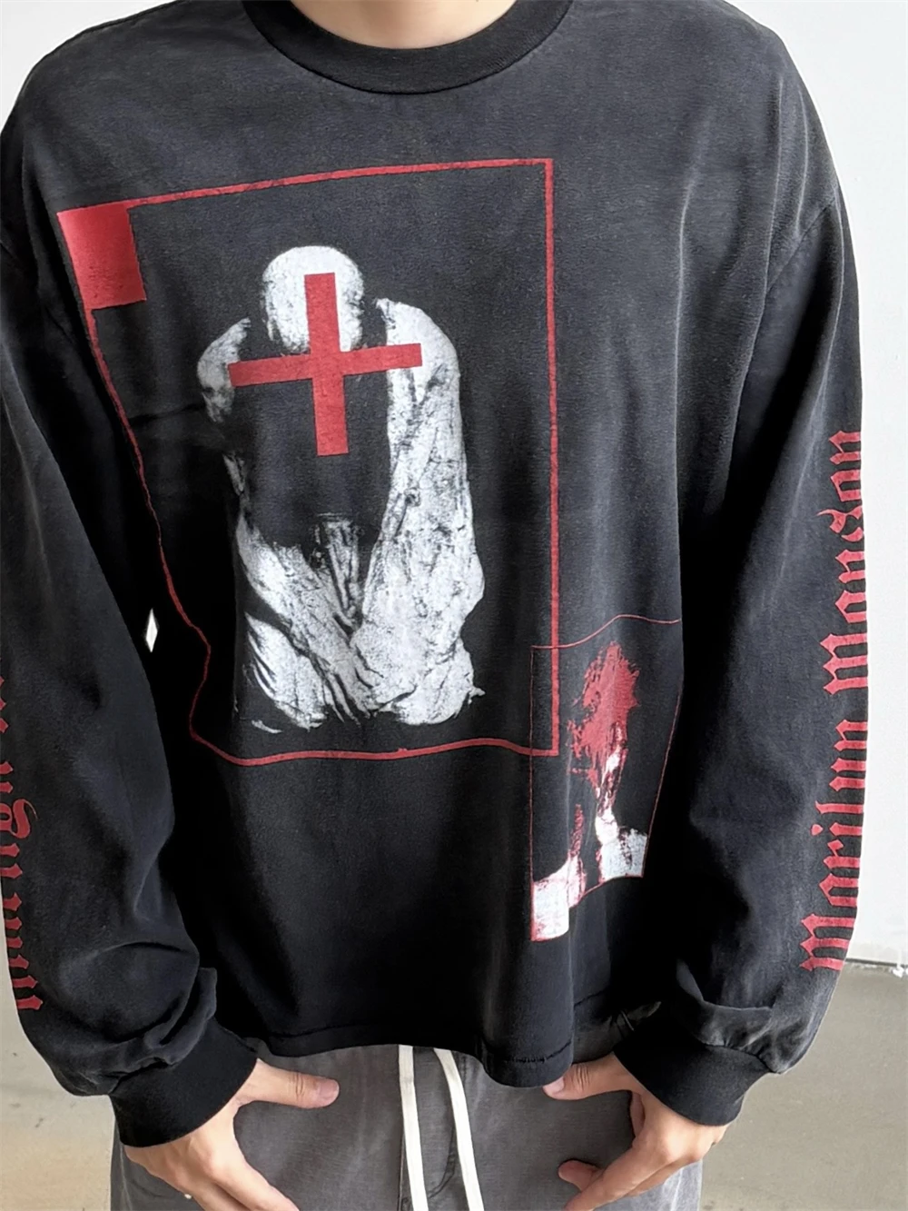 Vintage Saint Marilyn Manson  Long Sleeve T Shirt Men Women High Quality Tee Tops T-Shirts