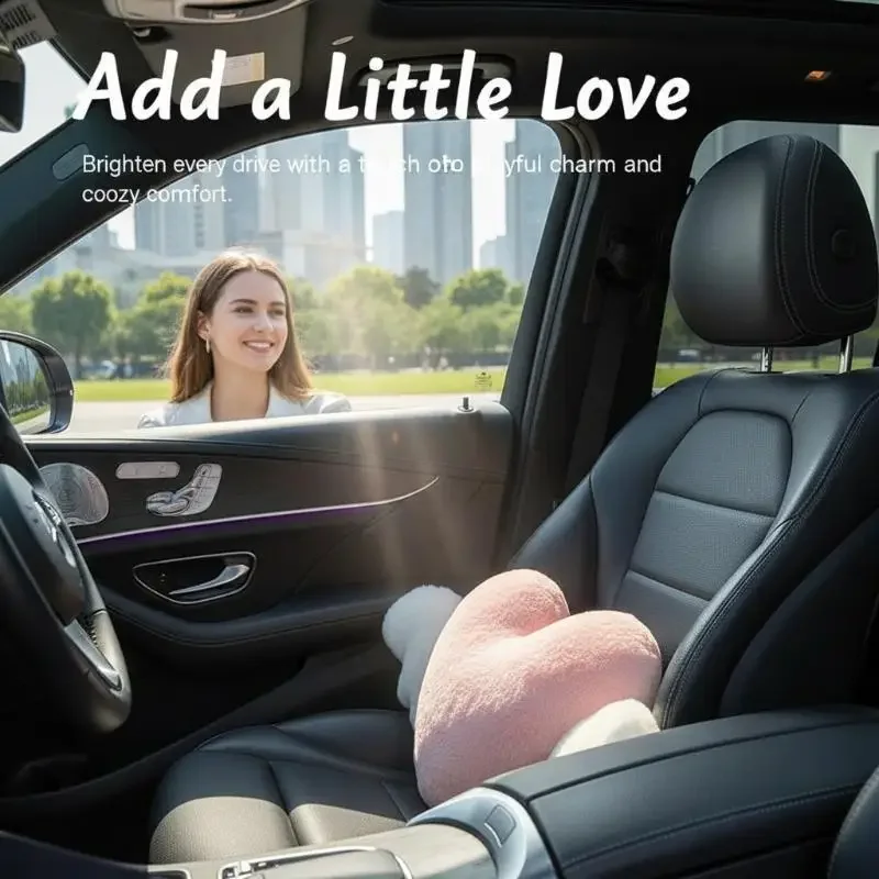 Heart-Shaped Car Headrest Plush Love Neck Pillow Seat Universal Lumbar Pillow Support Accessorie Back Car Seat Back Pillow Amagi