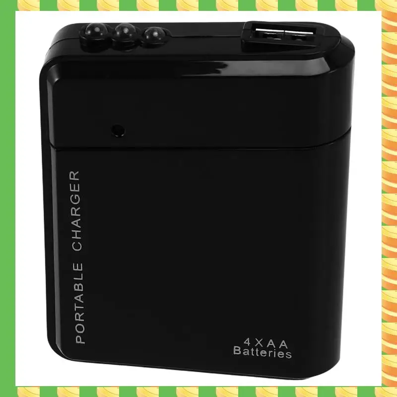 

AB53 4Pcs Black 4X AA Battery Portable Emergency Power Charger USB For Cell Phone