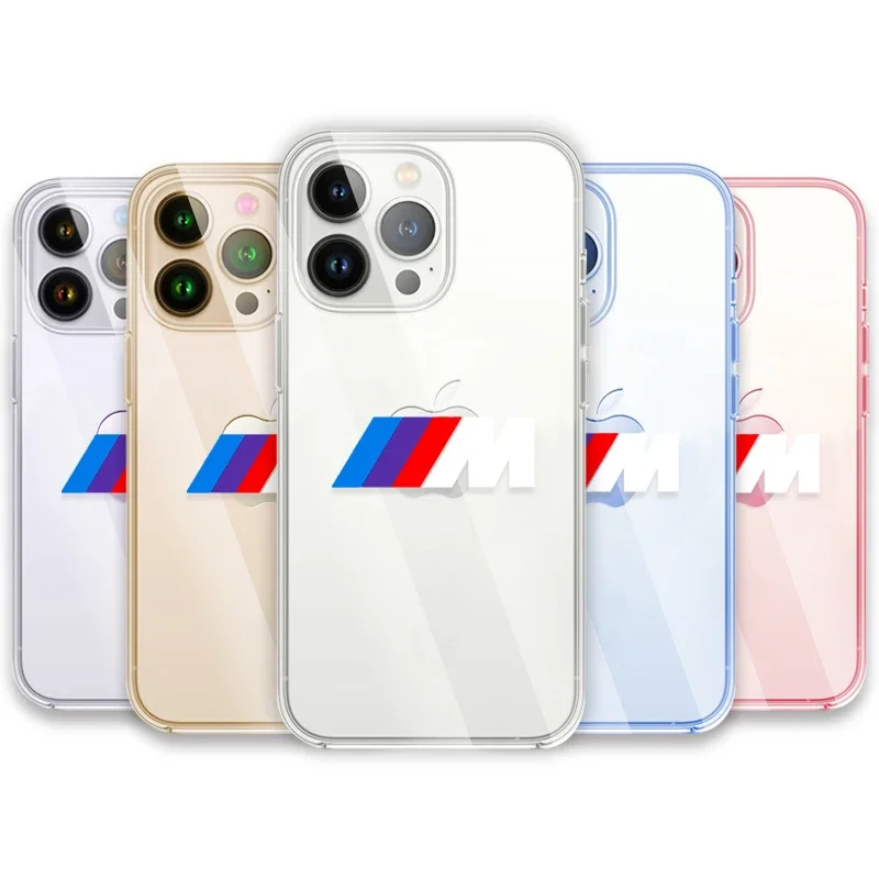 Luxury Clear Phone Case for IPhone 11 12 13 14 Pro Max XR X XS SE 7 8 Plus For BMW M M3 M4 M5 X1 X5 X3 X7 X6 Performance