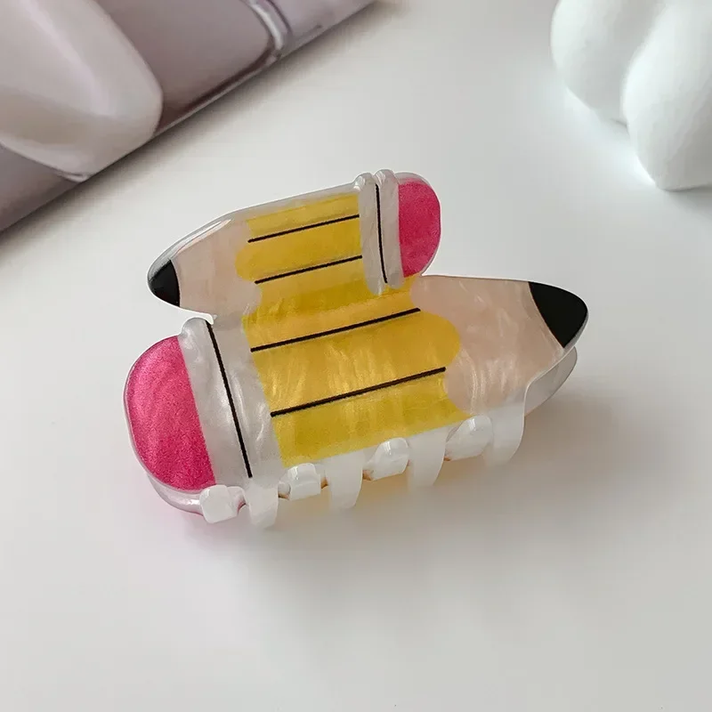 BYL New Cartoon Cute Car Style Hair Clips Acrylic Material Pencil Apple Phone Design Disc Crab Clip Female Hair Accessories