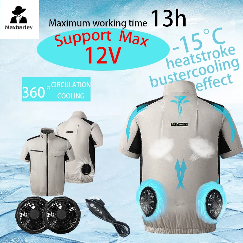 Men's Fan Vest Summer Heat Dissipation Outdoor Fishing USB Charging Air Conditioning Suit Men High-temperature Work Cooling Coat