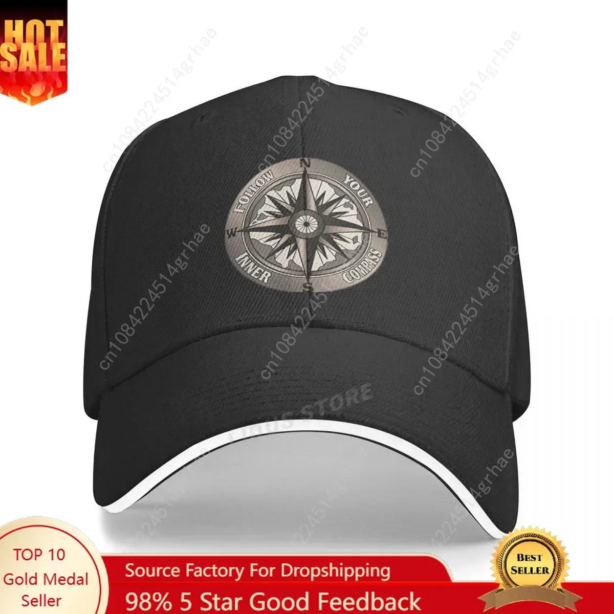 

Follow Your Inner Compass Print Baseball Cap Fashion Summer Outdoor Men Women Dad Hat Compass Adjustable Snapback Hats