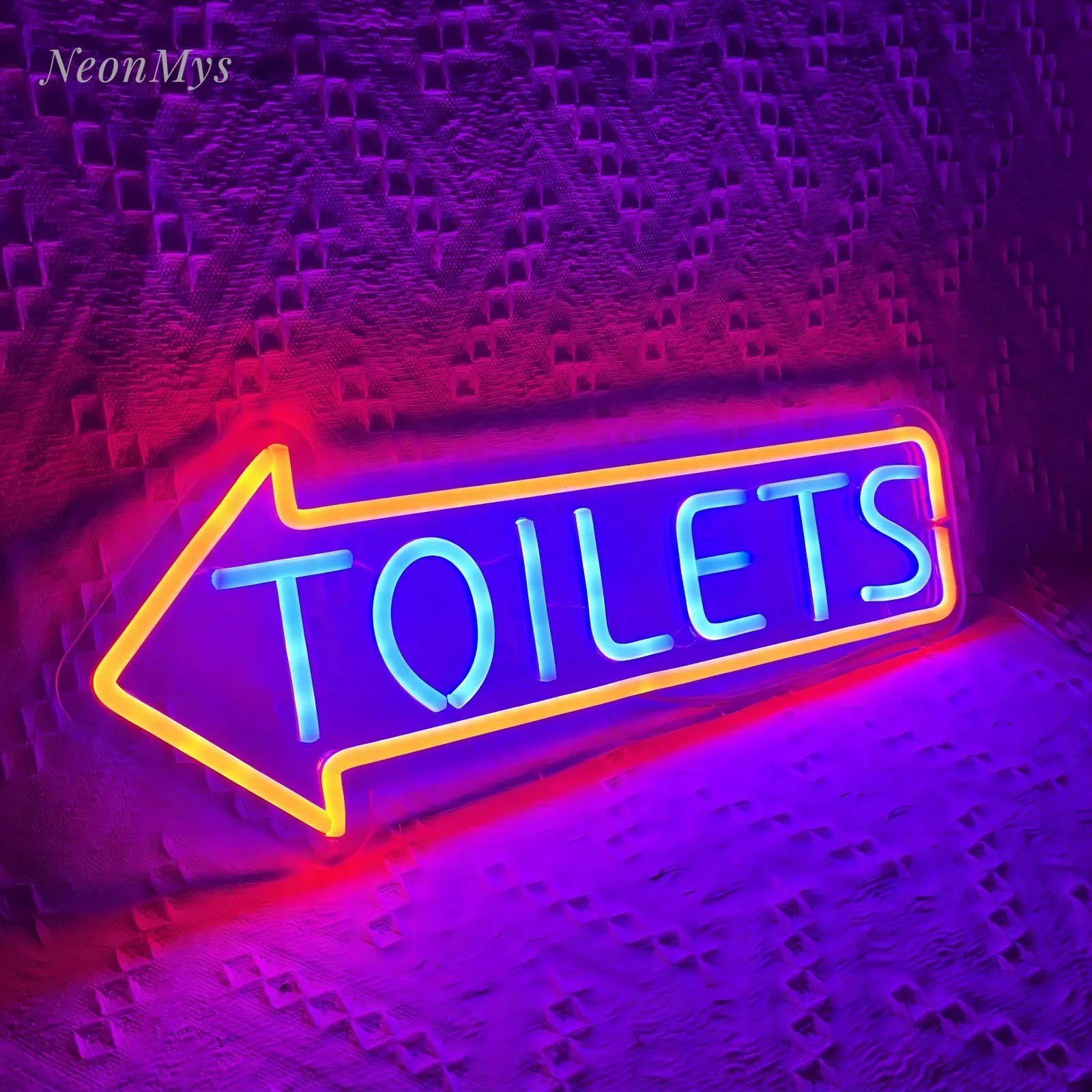 Enseigne au néon pour toilettes, flèche d'entrée de salle de bain, logo directionnel pour extérieur, fête, bar, jeu, lumière LED, panneaux muraux