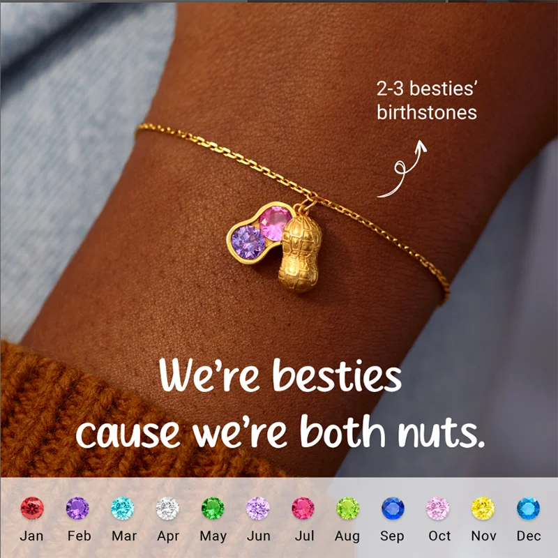 

Customized Jewelry with We Are Besties 2-4 Birthstone Peanut Bracelet Gift Jwelry