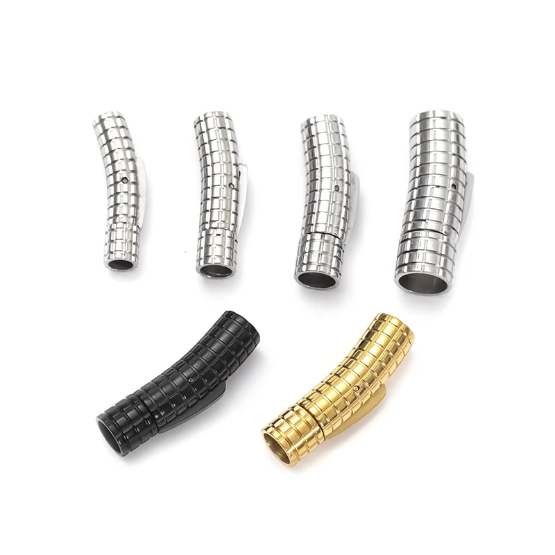 5Pcs 316L Stainless Steel Components Bayonet Clasps 2-8mm Hole Push Lock Lace Buckle Leather Cord Clasps For DIY Jewelry Making