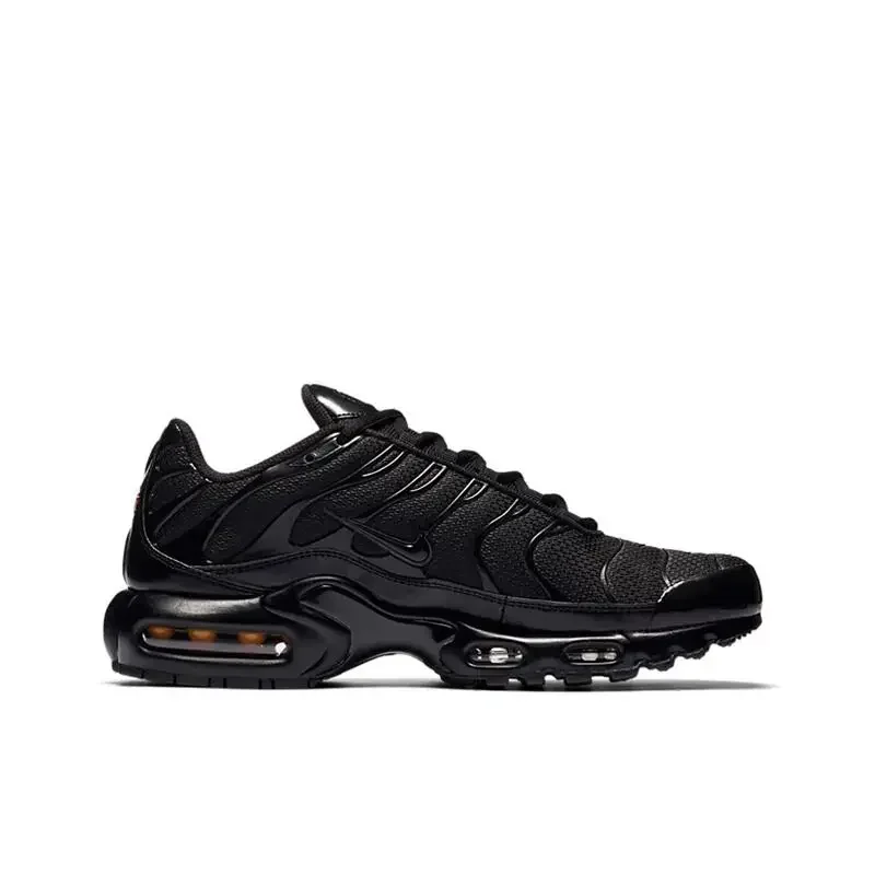 Męskie i damskie buty do biegania Nike Air Max Plus TN Oddychające, antypoślizgowe, trwałe poduszki powietrzne, tkanina amortyzująca Potrójna czerń