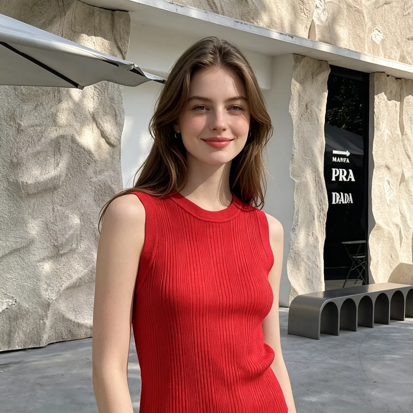 

Red Ribbed Knitted Round-Neck Knit Vest for Women, Summer Sleeveless Inner Wear or Outer Wear, Slimming and High-End Feel Top