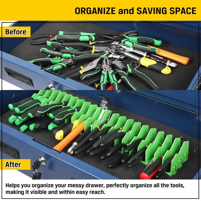 Organizador de almacenamiento de herramientas, alicates y llaves, soporte de herramientas con 10 ranuras, martillos, sistema de almacenamiento de herramientas de mano, estante Modular para caja de herramientas de almacenamiento de taller