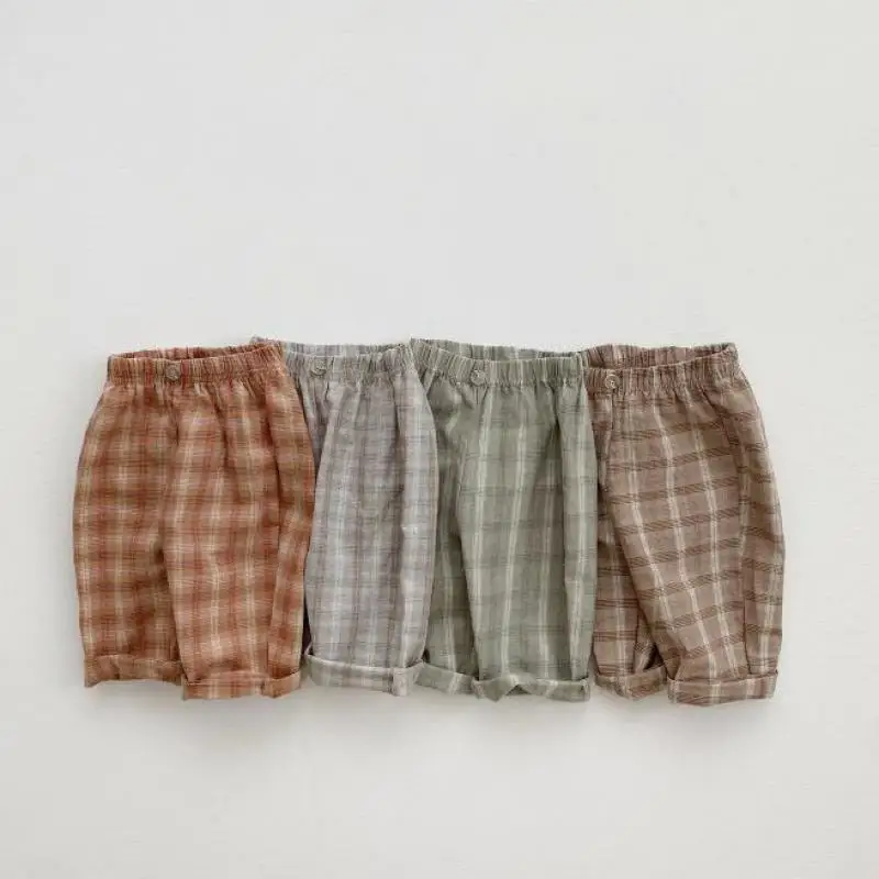 Kid Boy New Fashion Plaid Pants Simple Comfortable Trousers Toddler Boy Striped Cotton Wide Leg Pants All-match Pants