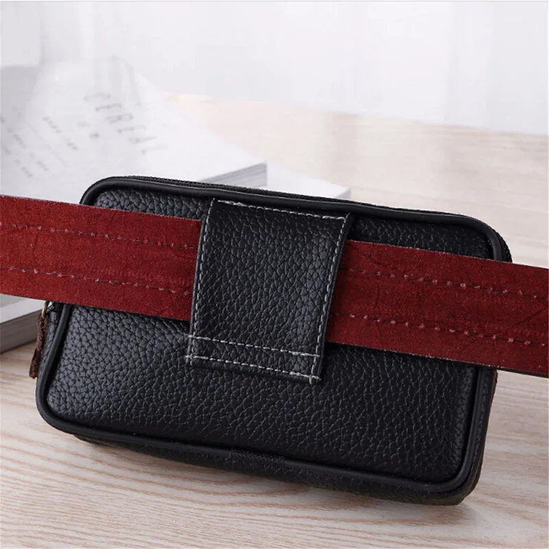 Mobile Phone Waist Bag Men Tactical Military Hunting Belt Bag Leather Coin Purse Strap Pocket Cellphone Bag Belt Waist Packs