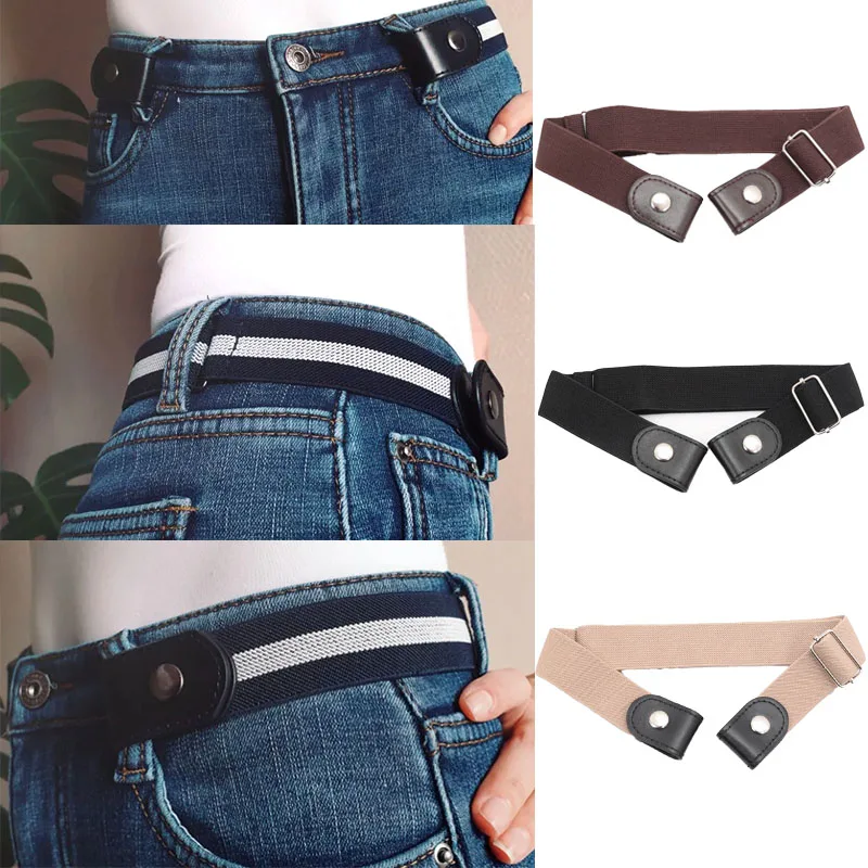 Unisex Lazy No Buckle Elastic Belt for Women Men Stretch Belt for Pants Buckle Free Adjustable Invisible Belt