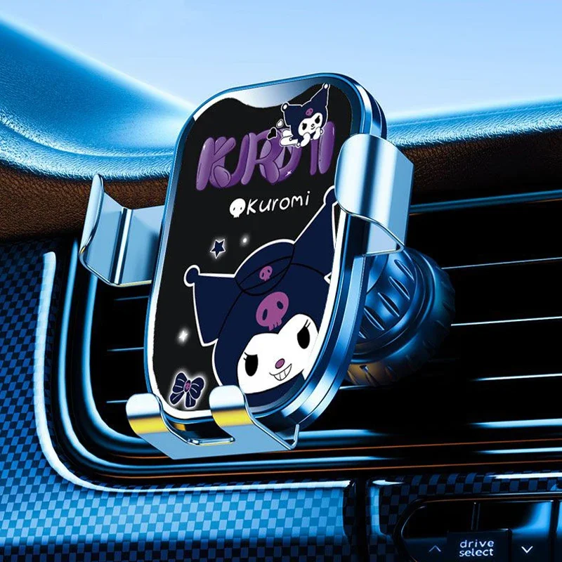 

Sanrio Kawaii Kuromi Car Mobile Phone Holder Anime Cartoon Cute Exquisite Anti-shake Car Navigation Mobile Phone Support Bracket