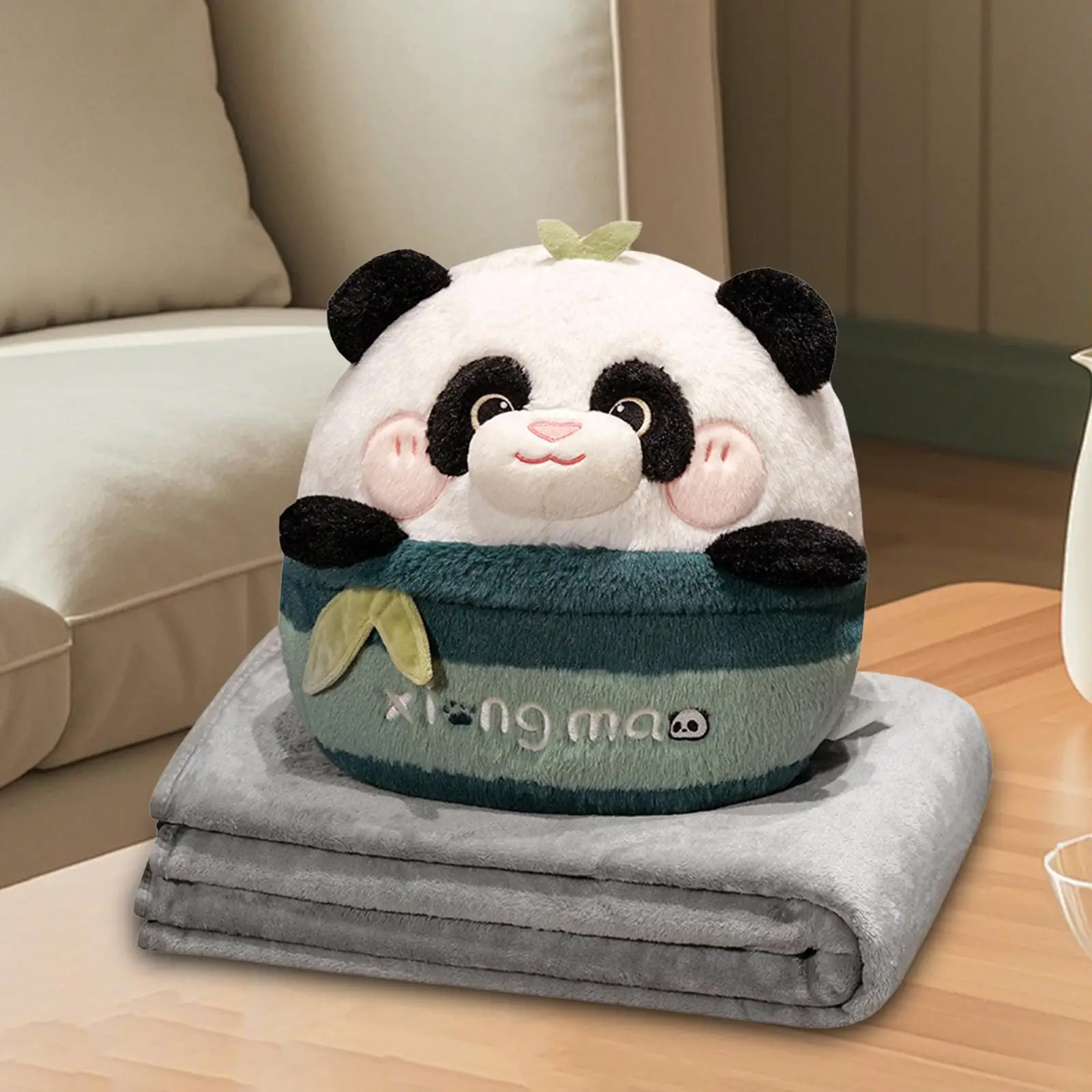 Poduszka pluszowa Panda z kocem Dekoracja domu Wygodne pluszaki dekoracyjne dla dziewczynek i chłopców Prezent urodzinowy Sofa Łóżko