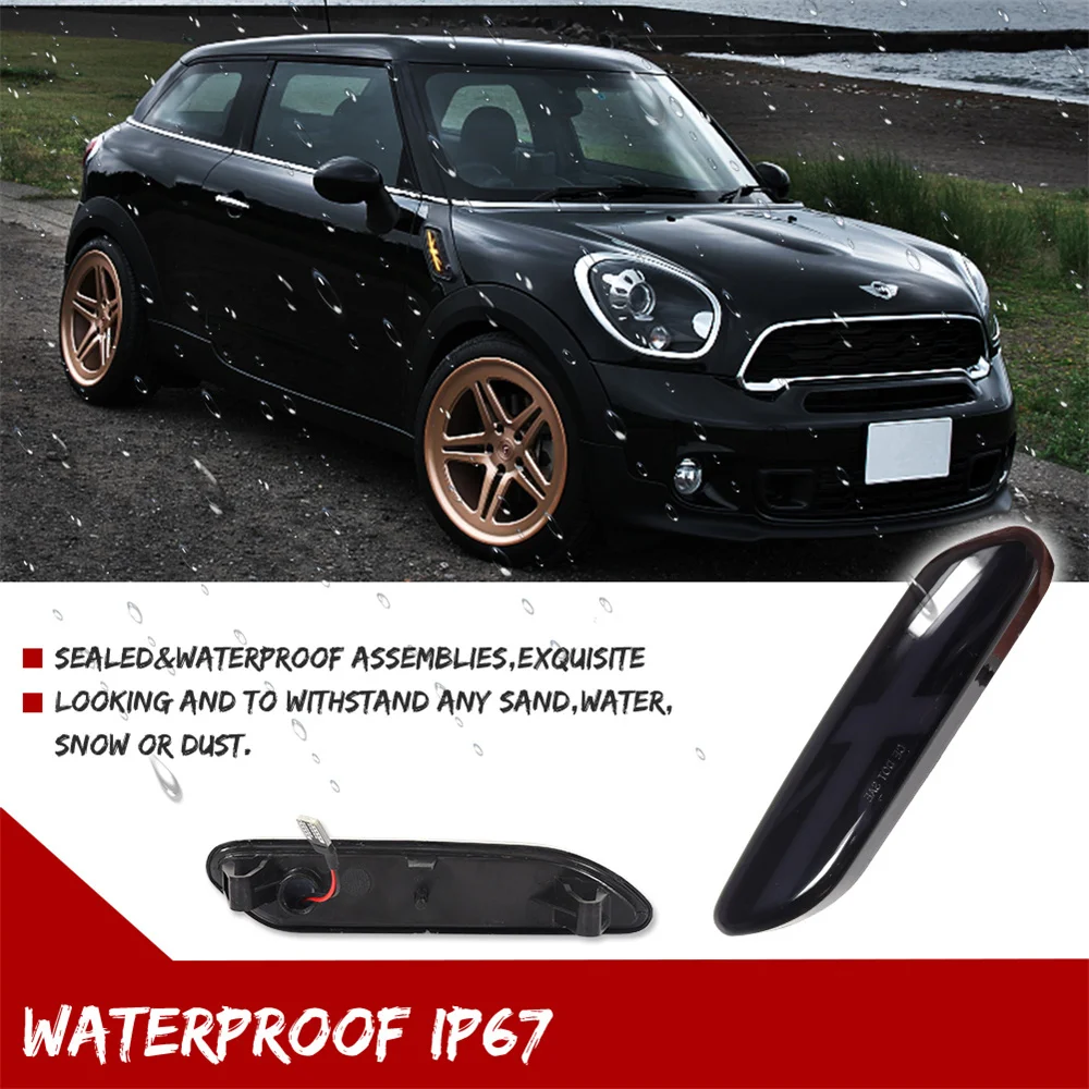 Sequential Blink Amber LED Car Front Fender Side Marker Turn Signal Lights For MINI Cooper R60 Countryman R61 Paceman 2011-2016
