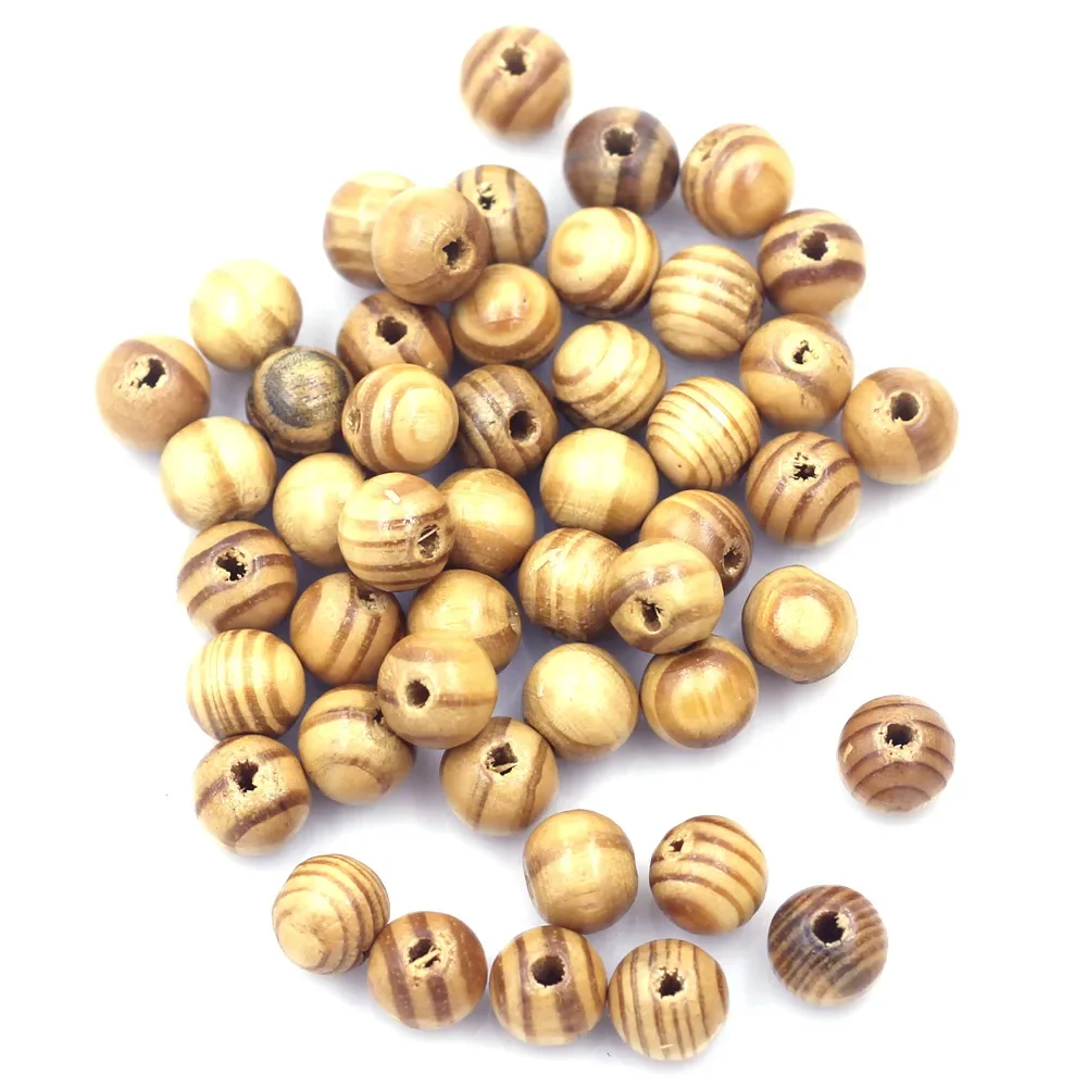 

100Pcs Spacer Beads Wood Coffee Strip Round Jewelry DIY Making Findings 10mm