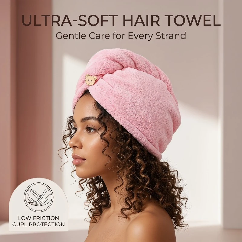 1pc Ultra-Absorbent Microfiber Hair Towel Cover, No Frizz, Soft Headscarf for Curly, Spiral, And Wavy Hair,For Women's Bathroom