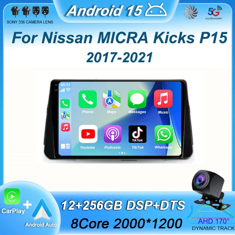 

Android 15 Carplay Auto For Nissan MICRA Kicks P15 2017 2018 2019 2020 2021 Car Radio Multimedia Video Player Navigation Stereo