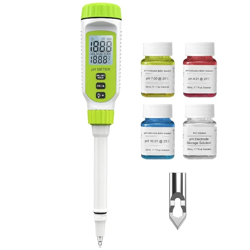 Multifunctional Digital pH Meter for Food, High Precision Garden Soil pH Test Kit with LCD ℃/℉ Display for Plant/Solution,