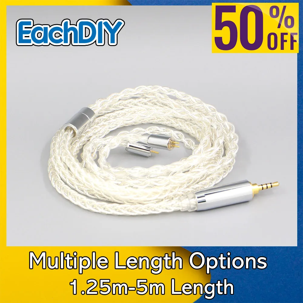 

8 Core 99% 7n Pure Silver Palladium Audio Earphone Cable For 0.78mm Flat Step JH Audio JH16 Pro JH11 Pro 5 6 7 2pin 8396