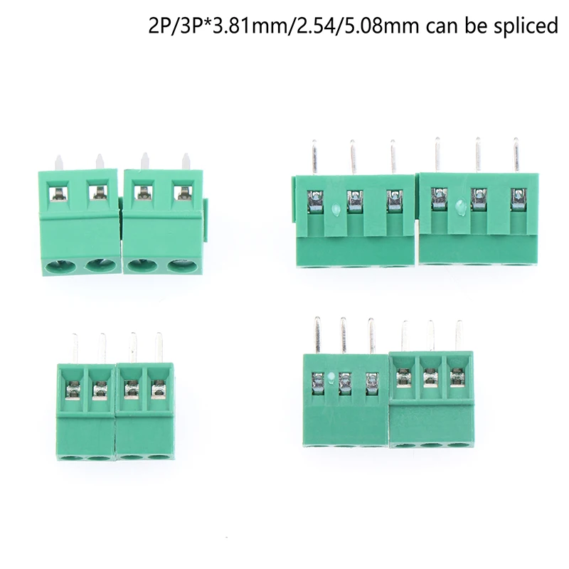 New 10pcs KF128 2pin 3pin 2.54mm 3.81mm 5.08mm Spacing Terminal Block Splice Screw Type PCB Screw Splicable Terminal