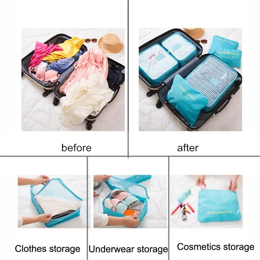 6pcs travel organizer bag, luggage organizer bag, luggage packing organizer bag