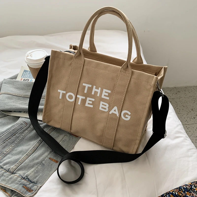 

Large Canvas Tote Bags for Women Luxury Shoulder Messenger Bag Female Fashion Designer Sling Crossbody Totes High Quality 2022