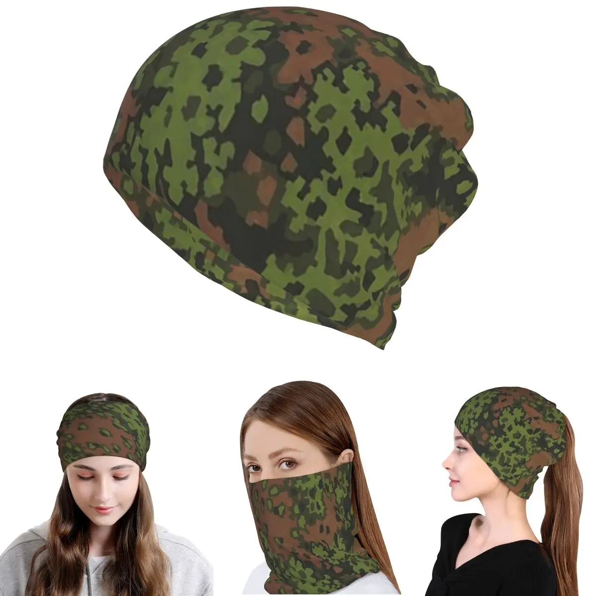 Pañuelo multifuncional Splintertarn con camuflaje militar alemán de la Segunda Guerra Mundial, para el cuello, la cabeza, la cara, como bufanda, diadema, gorro o gorro tipo beanie, para hombres y mujeres