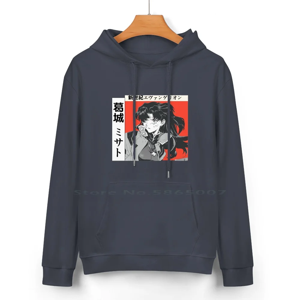 Misato katsuragi Kapuzen pullover aus reiner Baumwolle 24 Farben misato katsuragi Charakter Japan Kultur Anime Manga roter Text schwarz und